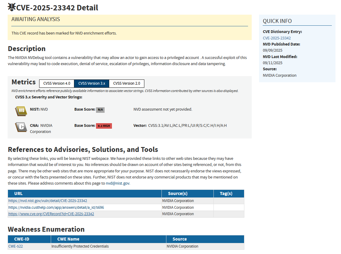 آسیب پذیری در NVIDIA