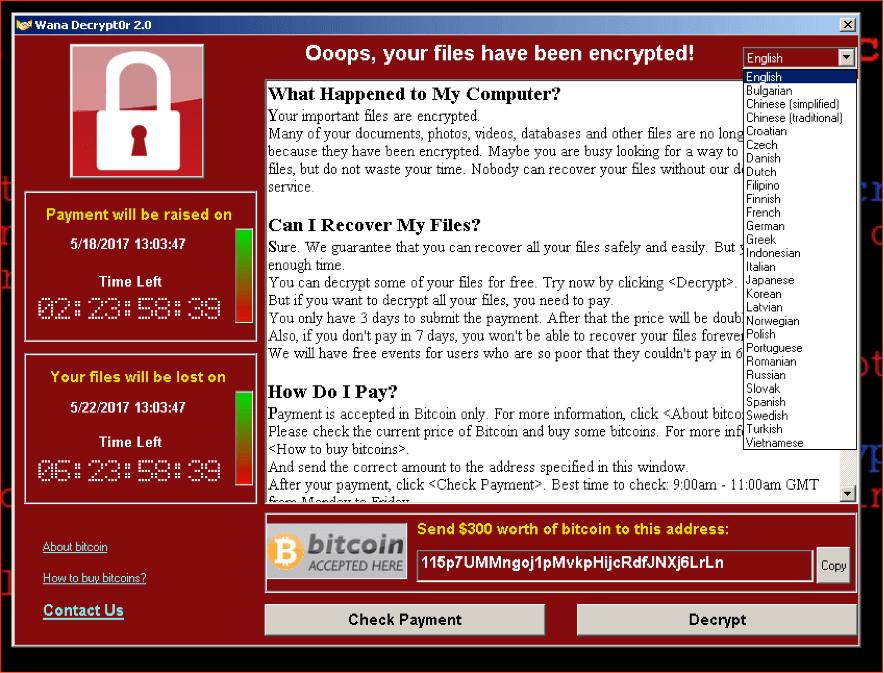 باج افزار WannaCry